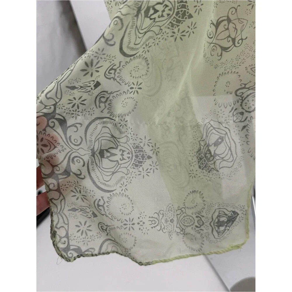 Unbranded Light Green Sheer Paisley Medallion Long Scarf Accessory Wrap Shawl